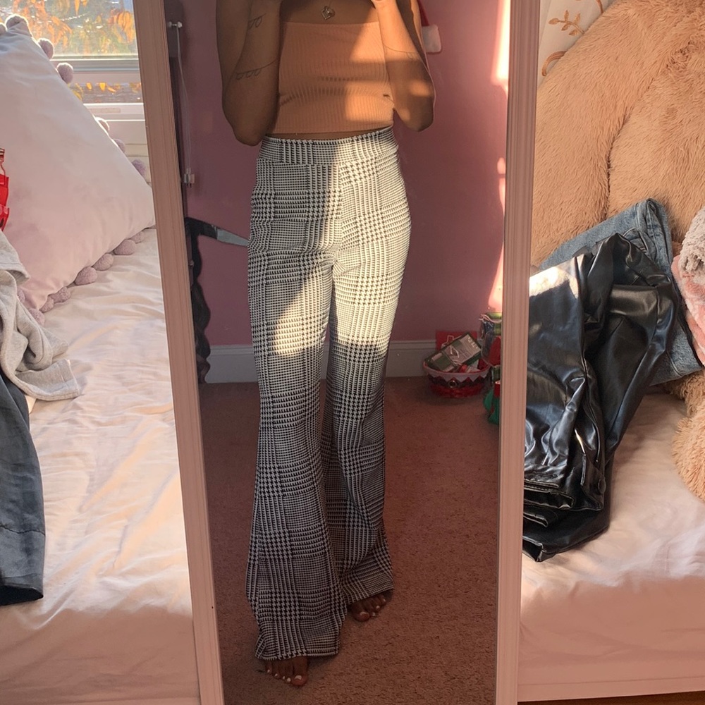 Black & White Plaid Flare Pant